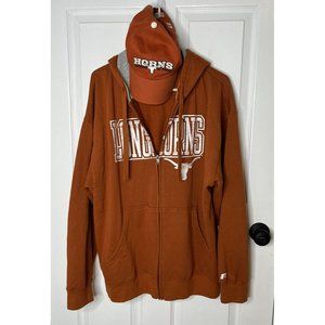 Univ of Texas Longhorns-Full Zip Hoodie Sweatshirt Jacket XL & Adjust Logo Hat
